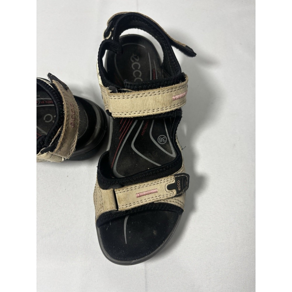 🥾Womens Ecco Yucatan Sandals Beige‎ Black Size 38 / 7-7.5 Sport Hiking - Picture 2 of 7